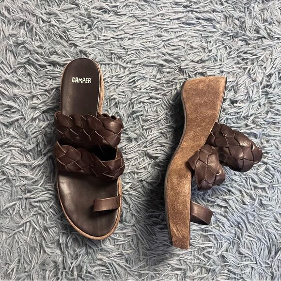 Camper Women's Dark Brown Braided Sandals Size 10 - Picture 1 of 7